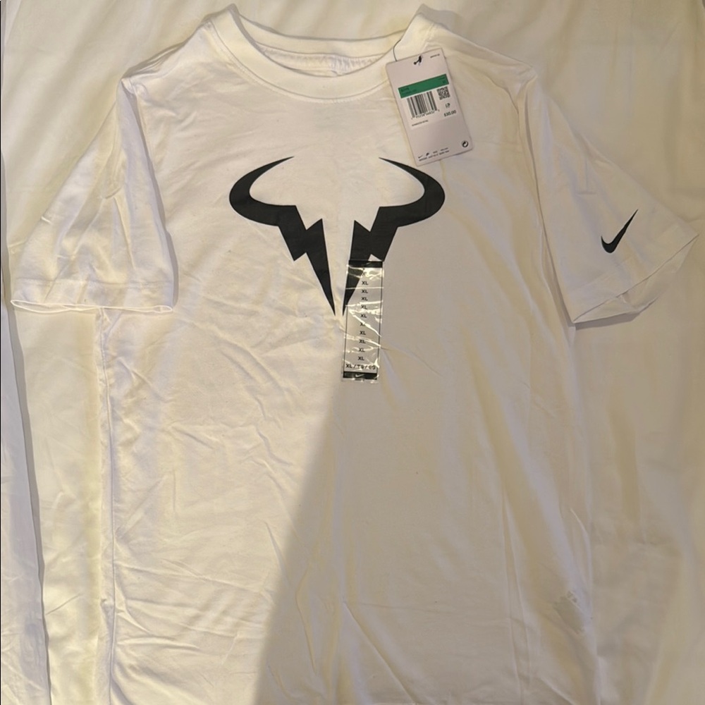 Nike RAFA NADAL White and Black Short Sleeve Tee